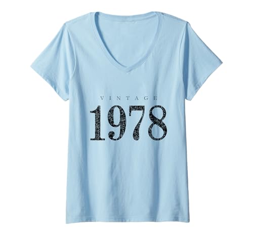 Damen Vintage 1978 (Antik Schwarz) 47. Geburtstag T-Shirt mit V-Ausschnitt von TheShirtShops Vintage 1978 T-Shirts