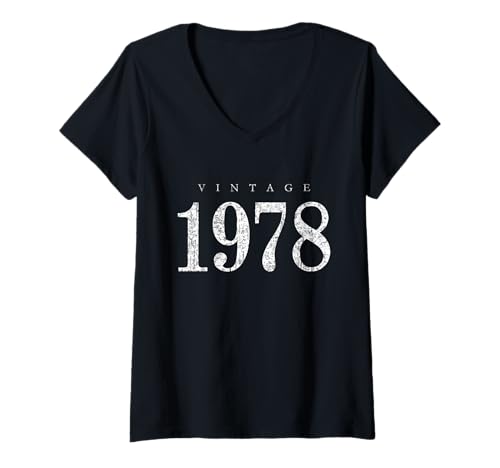 Damen Vintage 1978 (Antik Weiß) 47. Geburtstag T-Shirt mit V-Ausschnitt von TheShirtShops Vintage 1978 T-Shirts