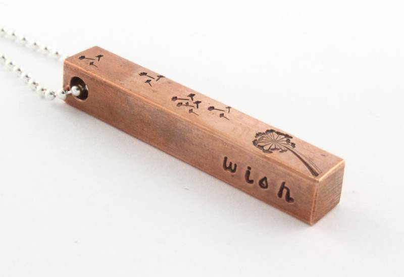 Benutzerdefinierte Wish Vierseitige Kupfer Bar Halskette - Hand Gestempelt Abschlussgeschenk Blumenmädchen Muttertagsgeschenk Für Mama Oder Oma von TheSilverDiva