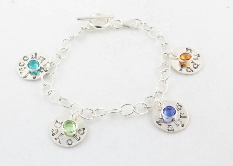 Bettelarmband - Sterling Silber Armband Personalisierte Birthstone Benutzerdefinierte Edelstein von TheSilverDiva