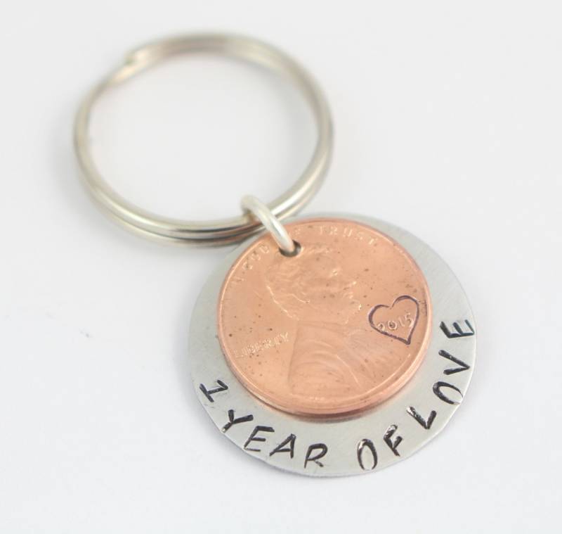 Einjähriger Jahrestag Keychain - Penny 1. Schlüsselanhänger Benutzerdefinierter Erster von TheSilverDiva