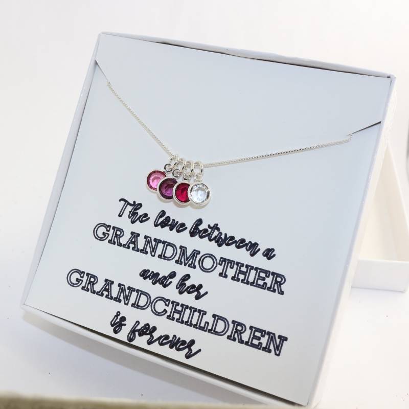 Geburtsstein Charm Halskette Für Oma - Geschenk Großmutter Von Enkelkindern von TheSilverDiva
