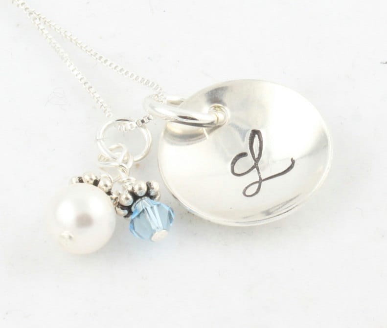 Muttertagsgeschenk Für Mama - Initial Halskette Personalisierte Buchstabe Geburtsstein Sterling Silber von TheSilverDiva