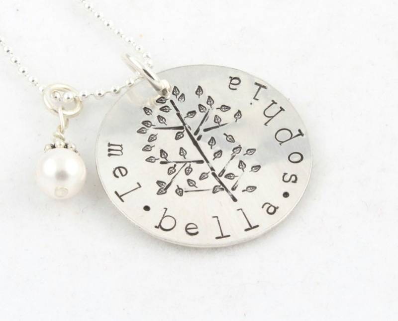 Muttertagsgeschenk - Stammbaum Des Lebens Halskette Personalisierte Benutzerdefinierte Sterling Silber Hand Gestempelt Geschenk Für Mama Oder Oma von TheSilverDiva
