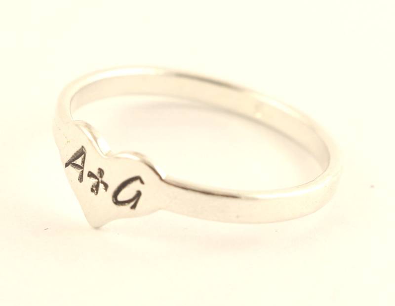 Sterling Silber Stapelring - Herz Ring Personalisierter Band Größe 6 7 8 Muttertagsgeschenk Für Mama von TheSilverDiva