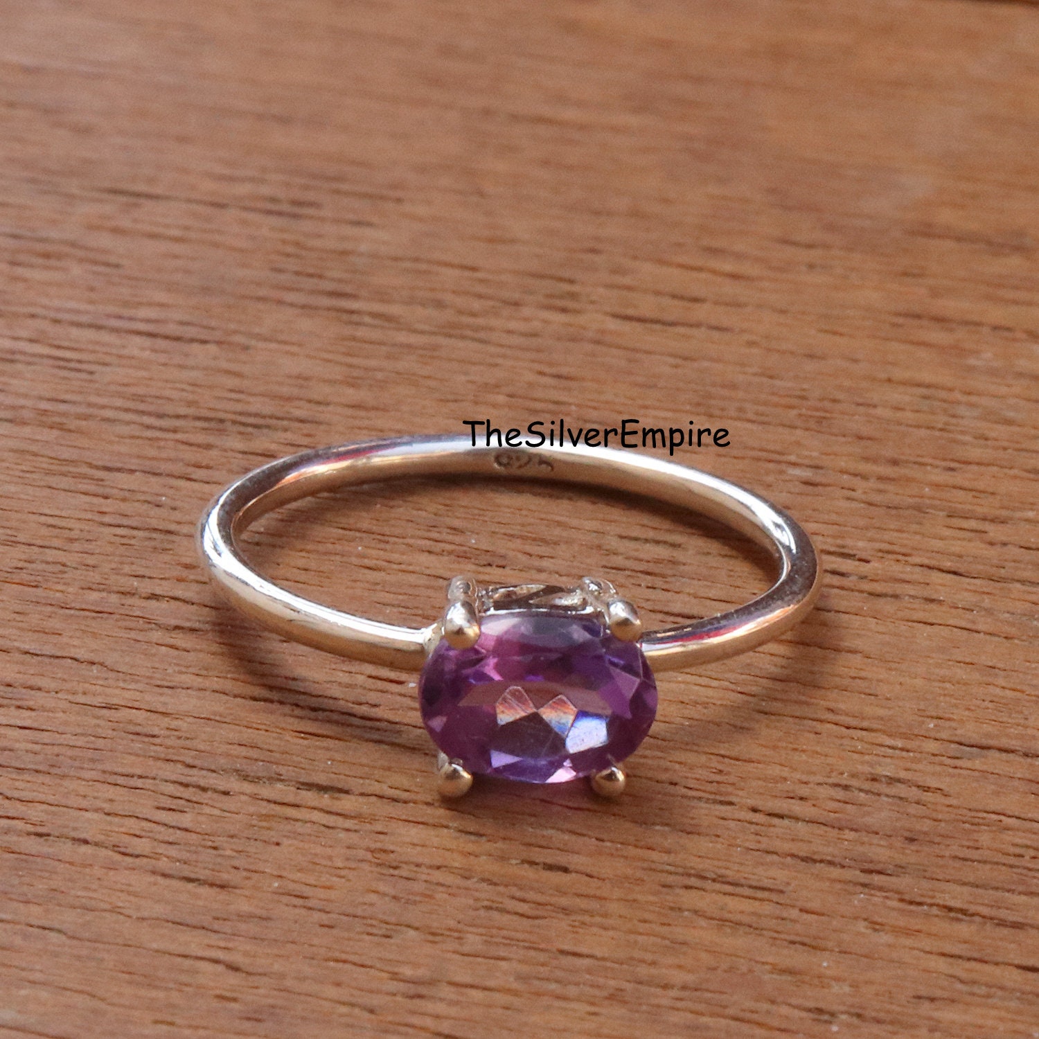 Natürlicher Amethyst-Ring - Ring Aus 925Er Sterlingsilber Vergoldeter Februar-Geburtsstein Handgefertigter Für Frauen Geschenke Sie von TheSilverEmpire