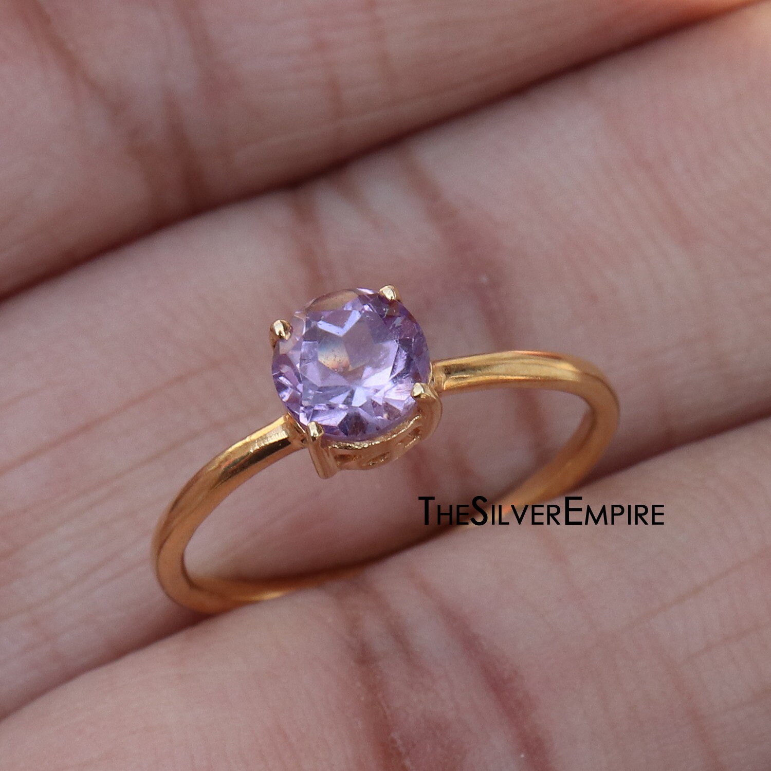 Natürlicher Amethyst-Ring - Ring Aus 925Er Sterlingsilber Vergoldeter Februar-Geburtsstein Handgefertigter Für Frauen Geschenke Sie von TheSilverEmpire