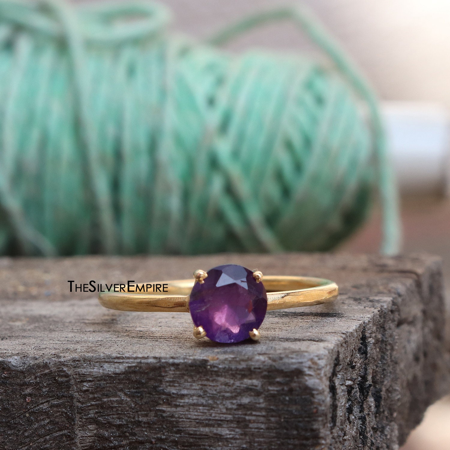 Natürlicher Amethyst Ring - 925 Sterling Silber Vergoldeter Februar Geburtsstein Handgemachter Für Frauen Geschenke Für Sie von TheSilverEmpire