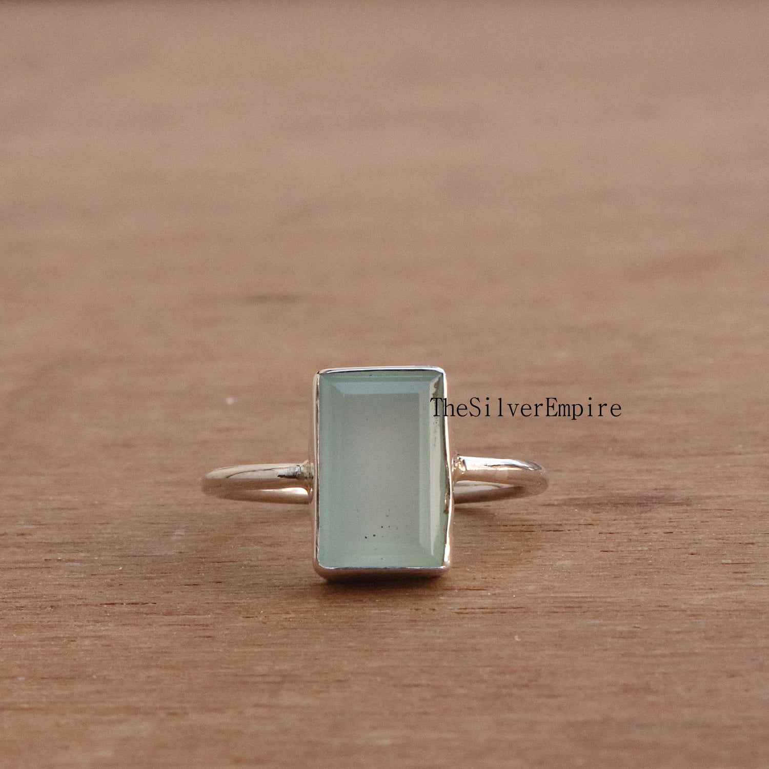 Natürlicher Chalcedon Ring - 925 Sterling Silber Aqua Handgemacht Rechteck Für Frauen Geschenke Sie von TheSilverEmpire