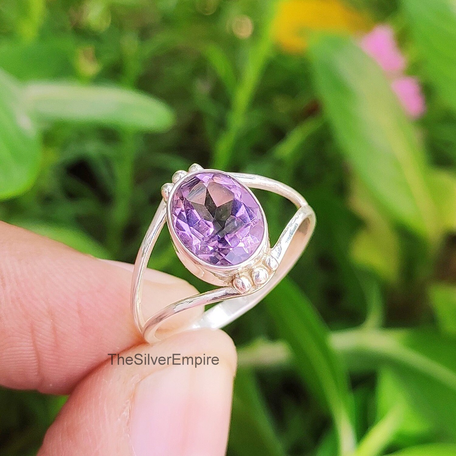 Natürlicher Lila Amethyst-Ring - Ring Aus 925Er Sterlingsilber Handgefertigt Februar-Geburtsstein Für Frauen Schmuck Ringe Geschenk Sie von TheSilverEmpire