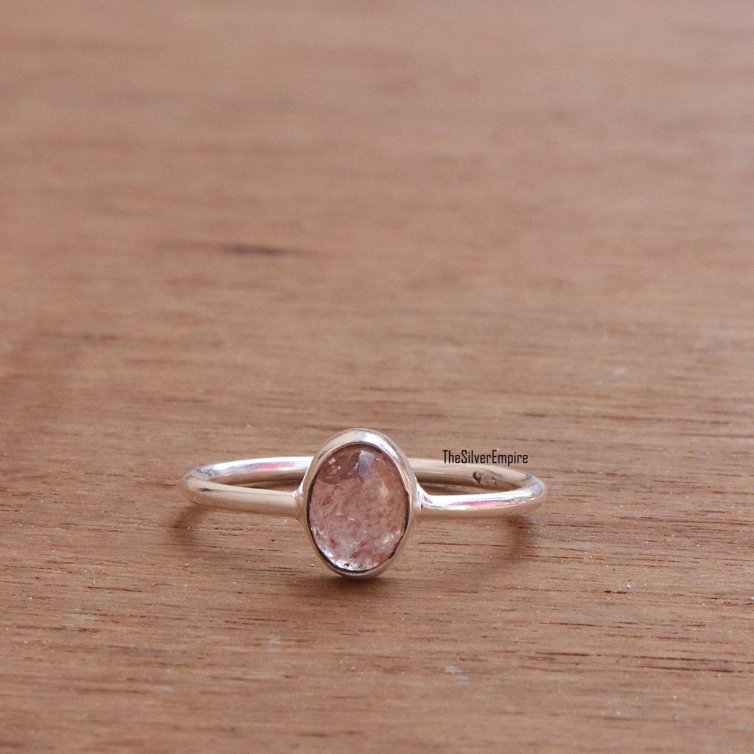 Natürlicher Rosa Erdbeerring - 925 Sterling Silber Ring Handgemacht Erdbeerquarz Ovaler Für Frauen Geschenk Sie von TheSilverEmpire