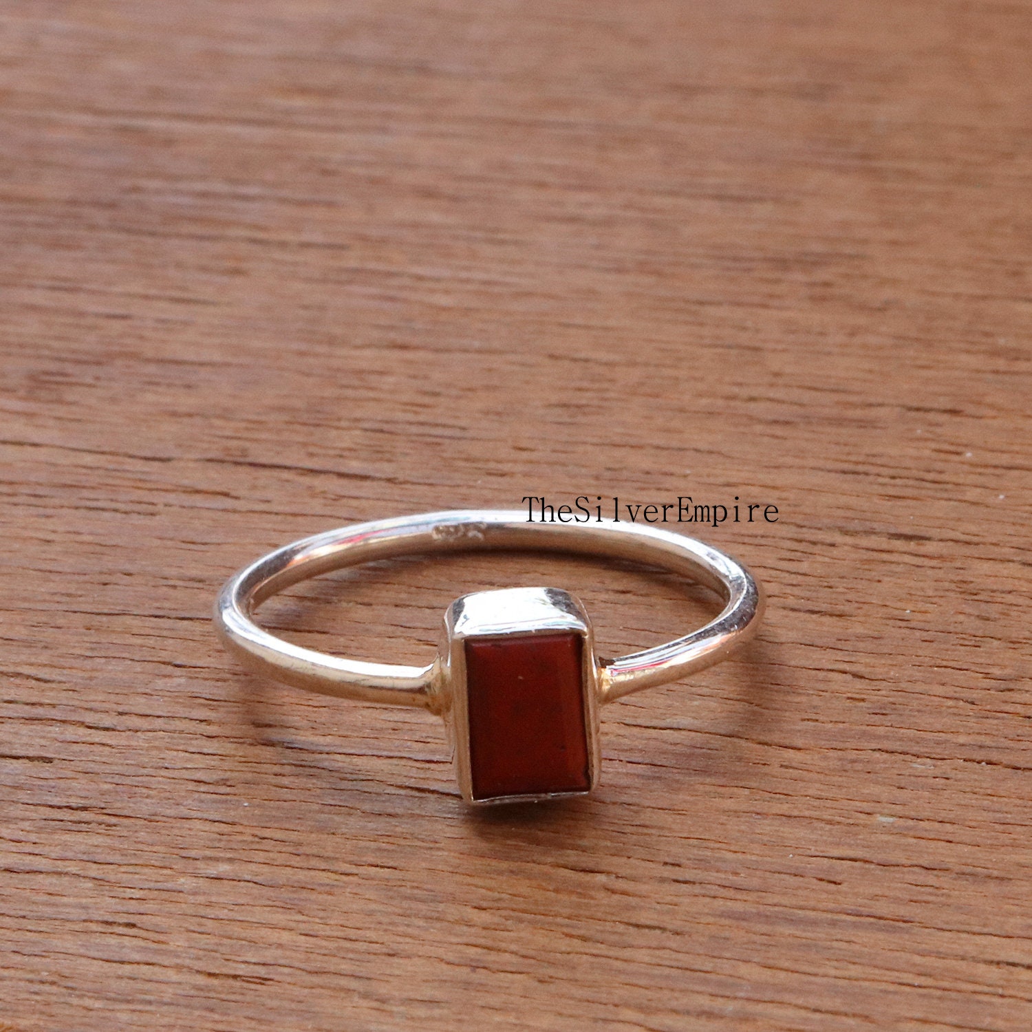 Natürlicher Roter Jaspis Ring - 925 Sterling Silber Oktober Geburtsstein Handgemachter Baguette Für Frauen Geschenk Sie von TheSilverEmpire