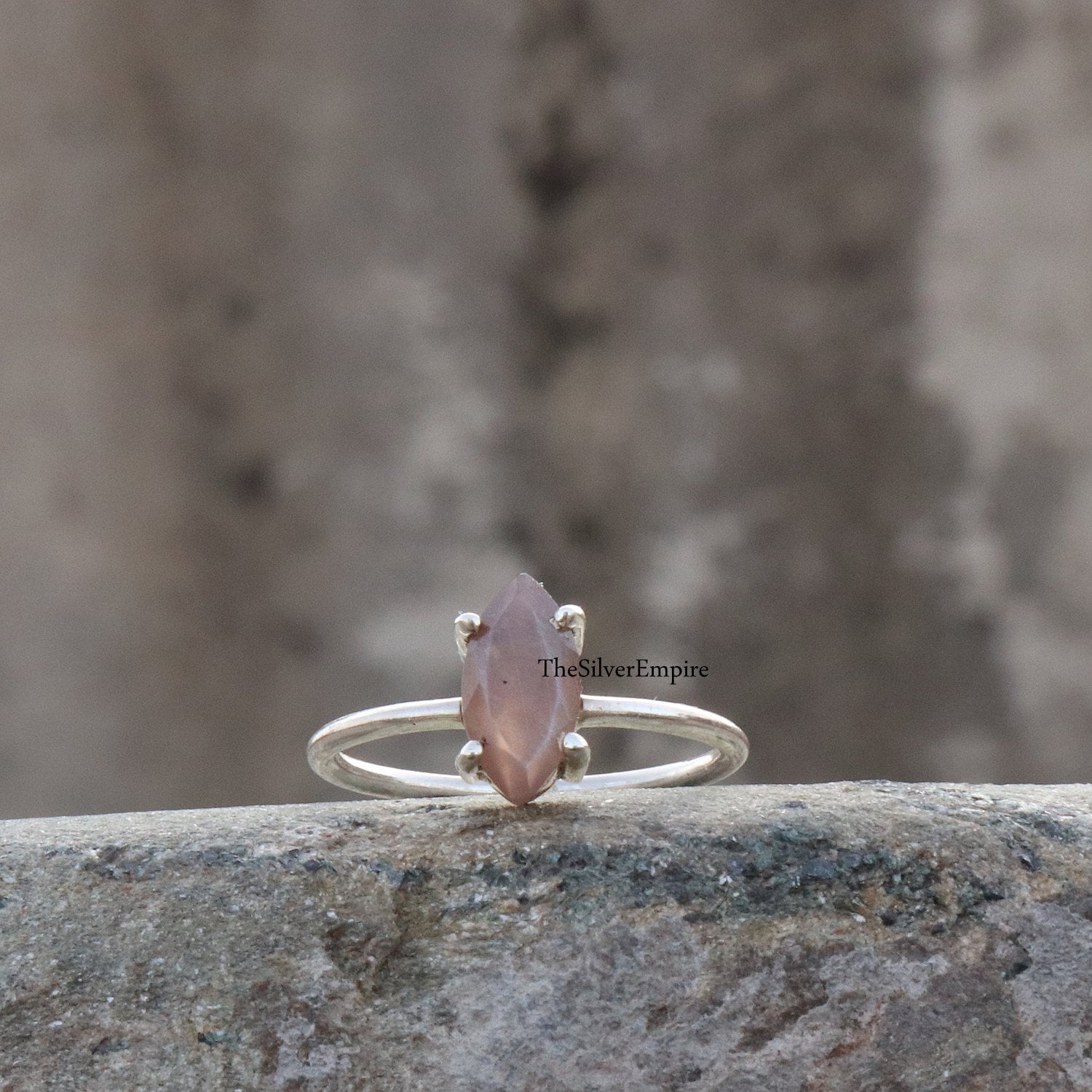 Natürlicher Schokolade Mondstein Ring - 925 Sterling Silber Handgemacht Facettierter Marquise Für Frauen Geschenke Sie von TheSilverEmpire