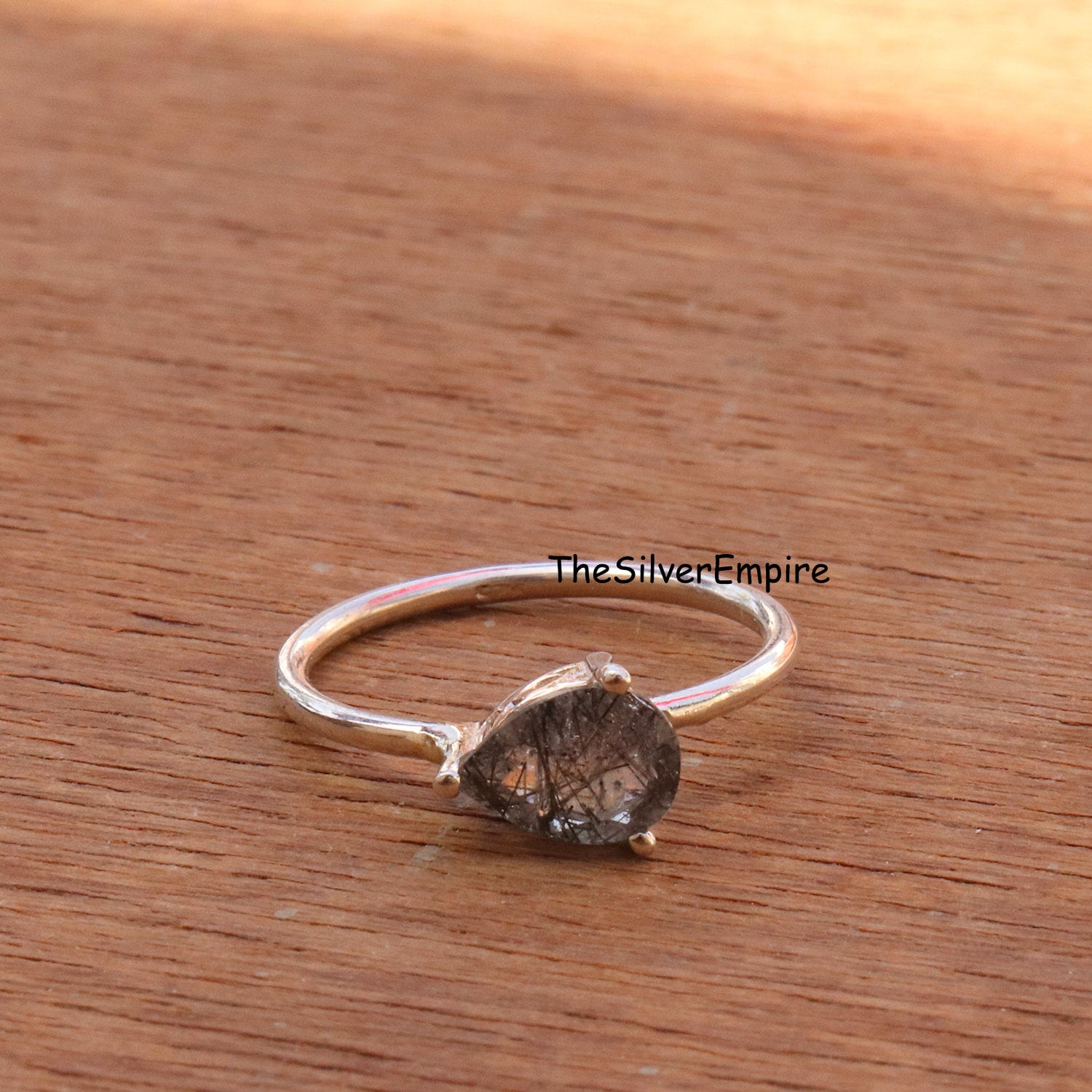 Natürlicher Schwarzer Rutil-Ring - Ring Aus 925Er Sterlingsilber Handgefertigt Für Frauen Handgefertigter Edelstein Rutil-Schmuck Geschenke Sie von TheSilverEmpire