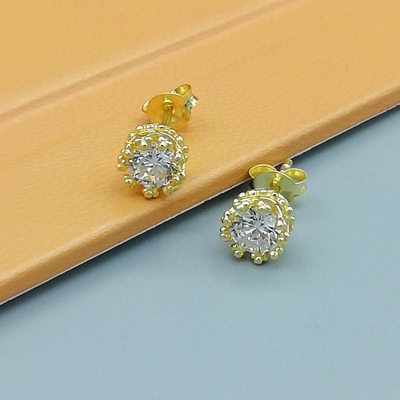 Gold Strass Ohrstecker | Cz Sterlingsilber Silberschmuck Ohrschmuck Silber E203 von TheSilverGame