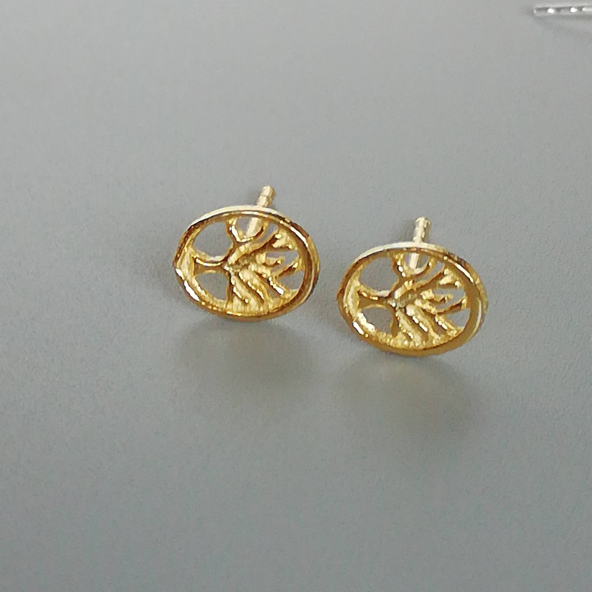 Goldbaum Des Lebens Ohrstecker | Vergoldete Ohrringe Knorpelohrringe Sterling Silber Schmuck Minimalistisch Körper Piercing E434G von TheSilverGame