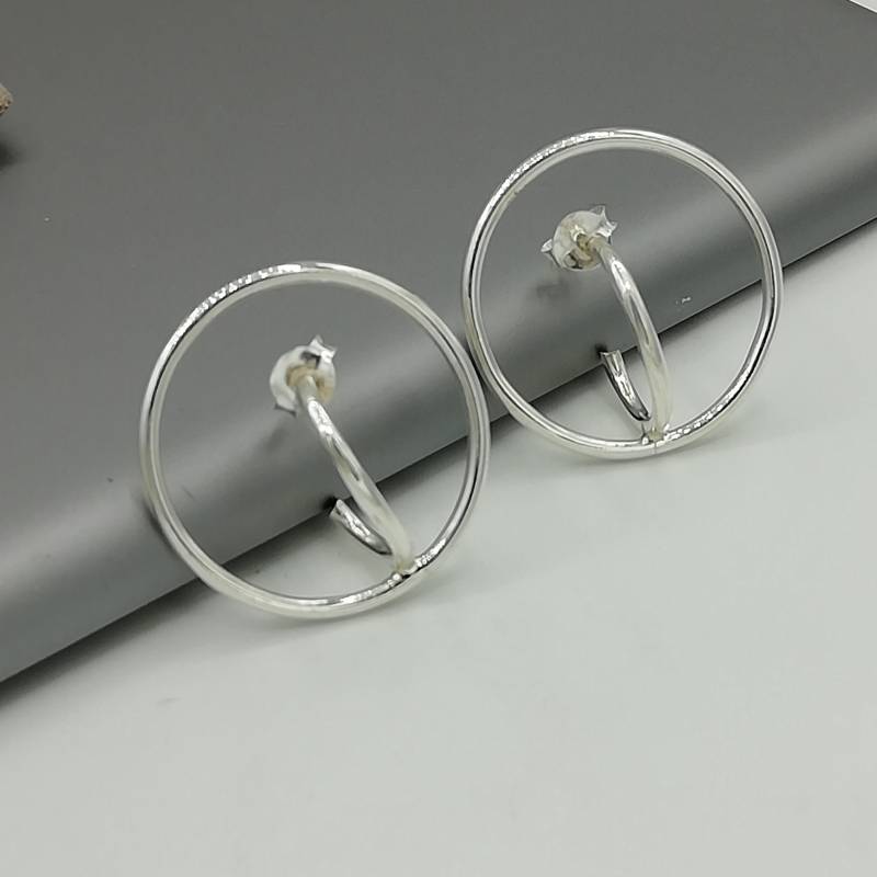 Kreis Im Creolen | Runde Silbercreolen Boho Schmuck Ohrringe Silber Sterlingsilber Ohr Hoop Geschenk E111 von TheSilverGame