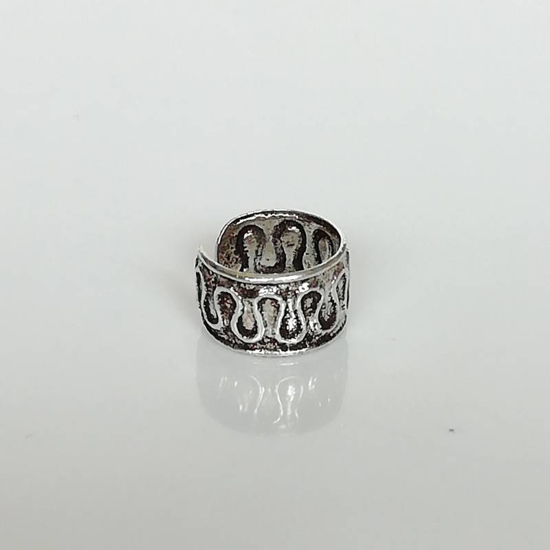 Oxidierte Sterling Silber Welle Ohrmanschette | Kein Piercing Notwendig Boho Unisex Manschette E72 von TheSilverGame