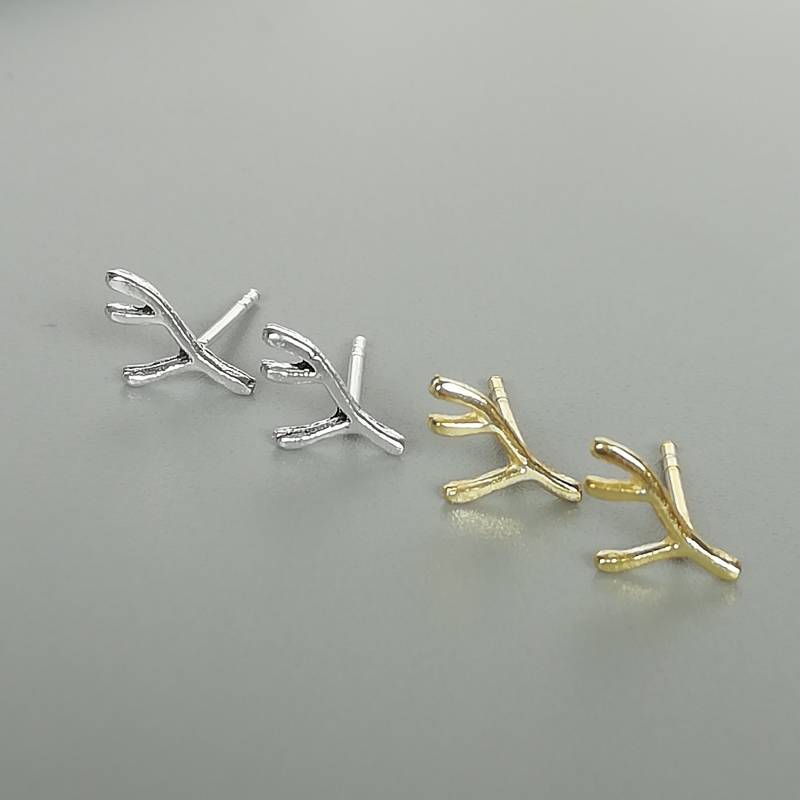 Set Aus Gold - Und Silbergeweihohrringen | Sterling Silber Minimalist Schmuck Zarte Ohrstecker Geweih Ohrringe E422Gs von TheSilverGame