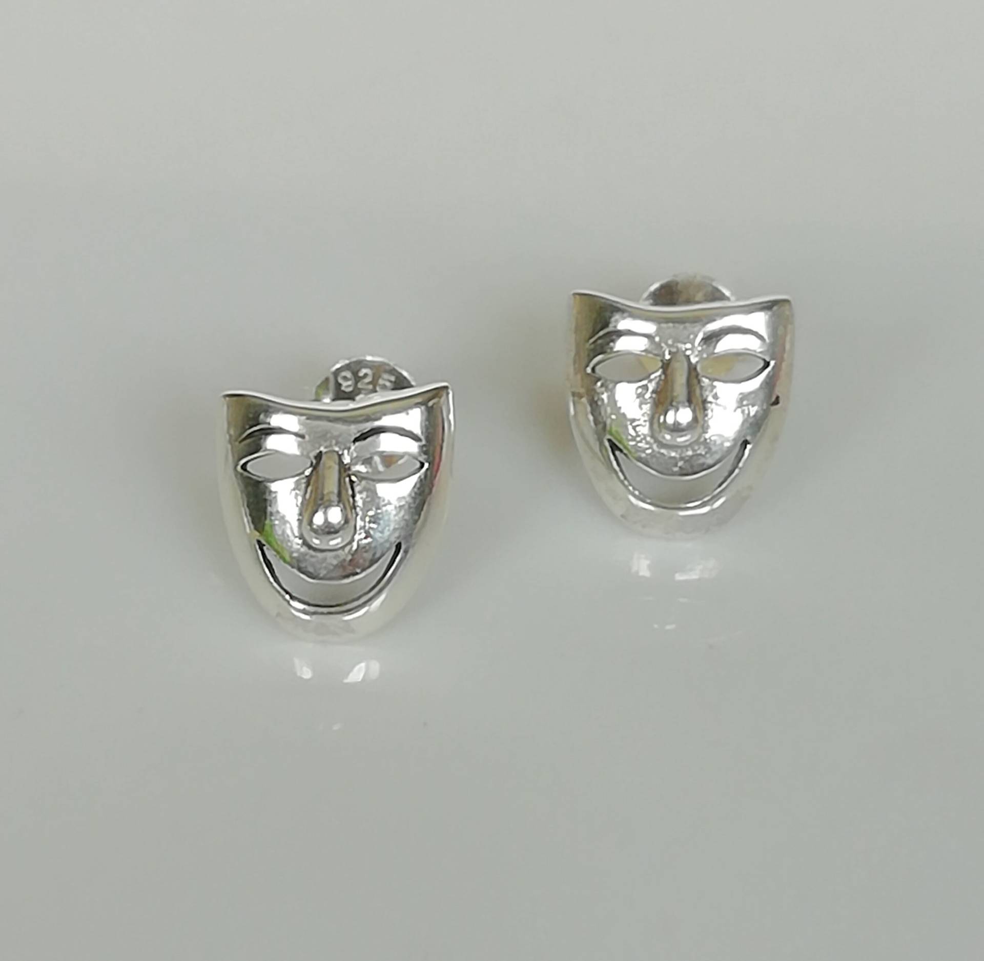 Silbermaske Ohrstecker | Theatermaske Ohrringe Silber Boho Schmuck Lustiger 925Er Geschenke E287 von TheSilverGame