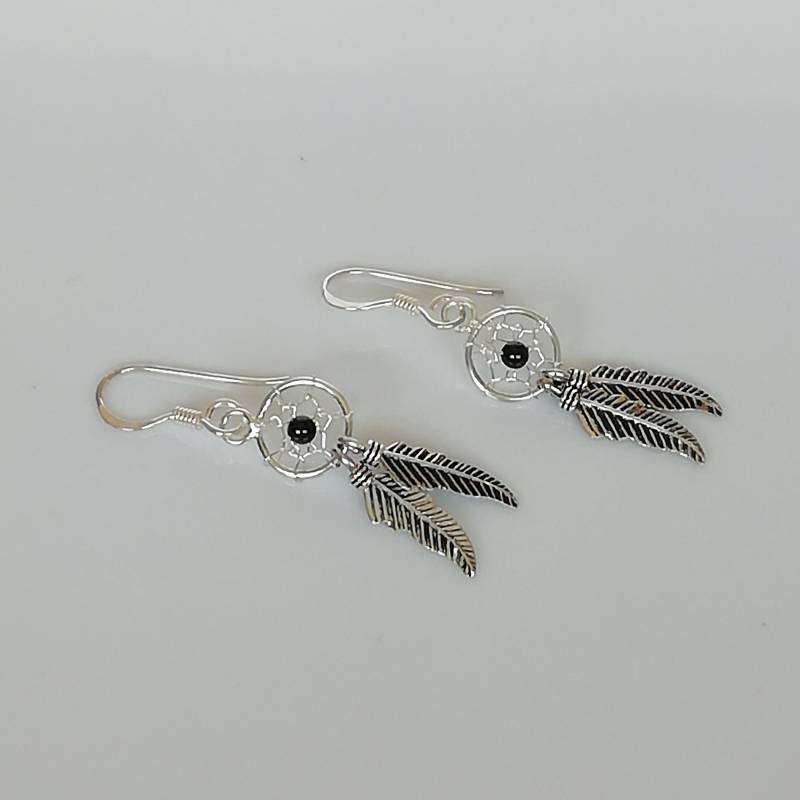 Traumfänger Ohrringe | Feder Silber Anhänger Boho Geschenk Ohrhänger E216 von TheSilverGame
