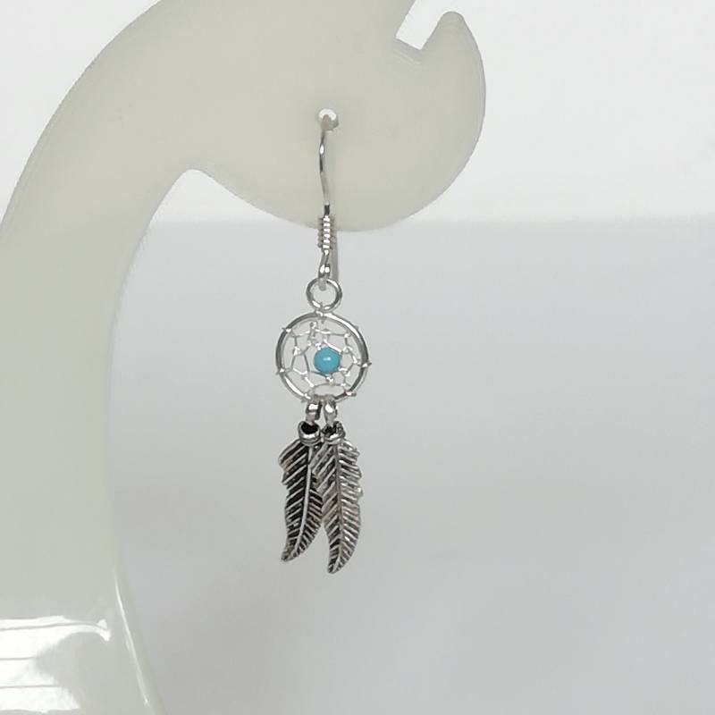 Traumfänger Ohrringe | Feder Silber Anhänger Boho Geschenk Ohrhänger E85 von TheSilverGame