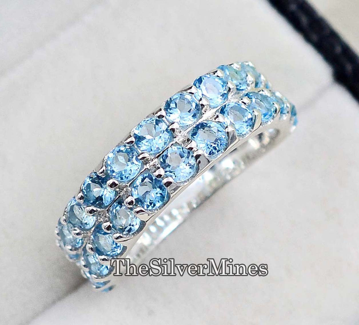 925 Sterling Silber/ Natürlicher Schweizer Blautopas-Ring/ Cluster-Ring/ Edelstein-Ring/ Dezember-Geburtsstein/ Ring Für Sie/ Geschenk Frauen-Ring von TheSilverMines