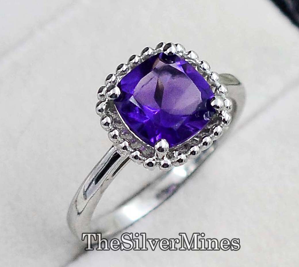 Natürlicher Amethyst Ring/925 Sterling Silber Schmuck Februar Geburtsstein Verlobungsring Frauen Brautring Geschenk Für Sie von TheSilverMines