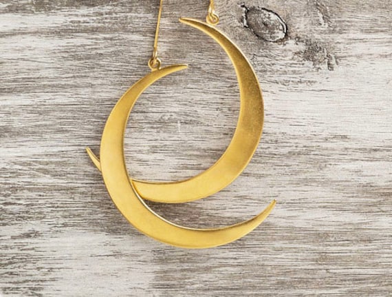 Gold Halbmond Ohrringe/Sterling Silber Statement Mond Schmuck 180A-Gz von TheSilverWhale