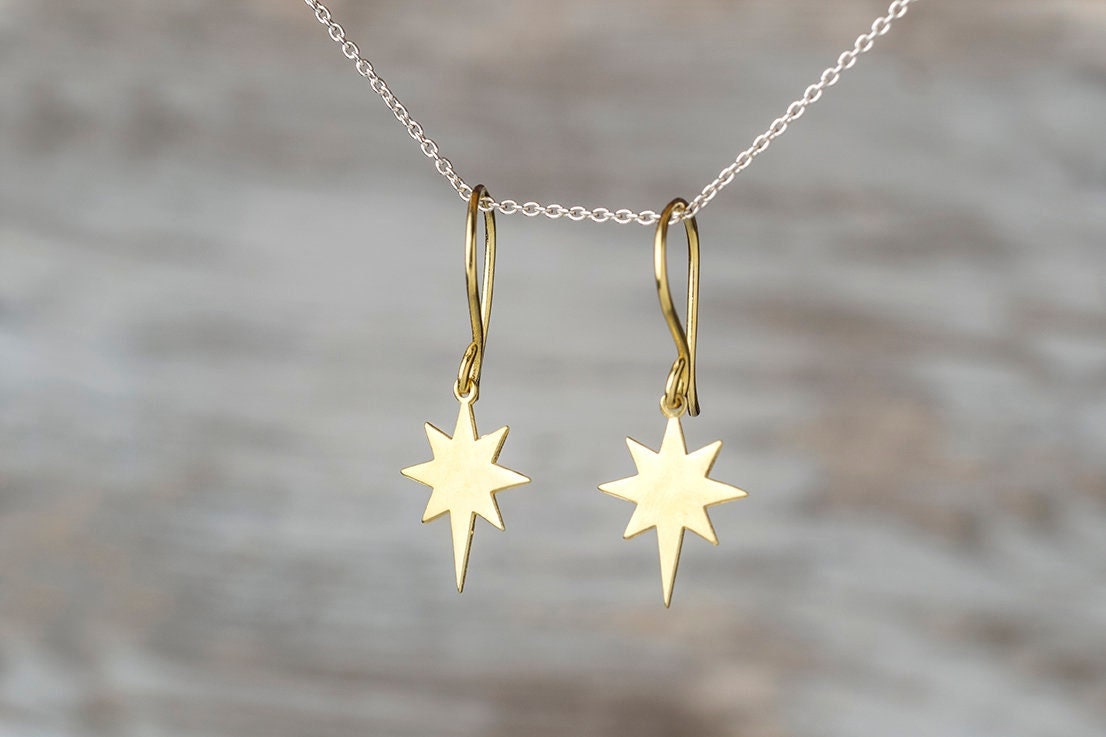 Polar Starburst Ohrringe/Polarstern Hängeohrringe Sterling Silber 228B-Gz von TheSilverWhale