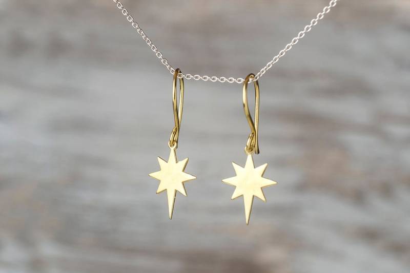 Polar Starburst Ohrringe/Polarstern Hängeohrringe Sterling Silber 228B-Gz von TheSilverWhale