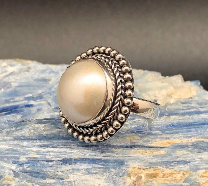 Bali Perlenring Size 7 // 925 Sterling Silber Perlenseil Schmuck Silberperlenring Perlenschmuck von TheSilverWorkshop