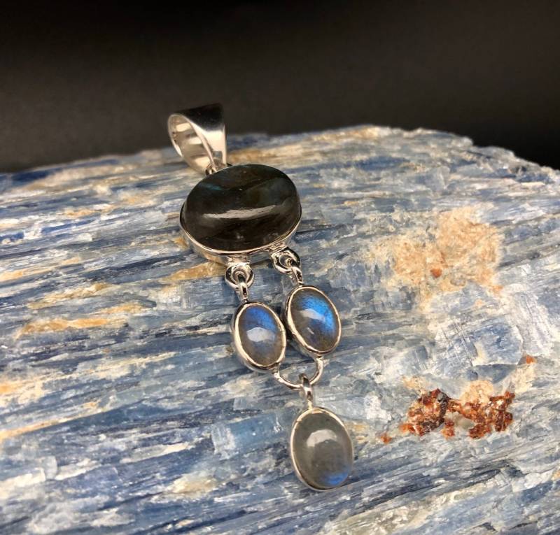Multi-Stein Labradorit Anhänger Sterling Silber Schmuck von TheSilverWorkshop