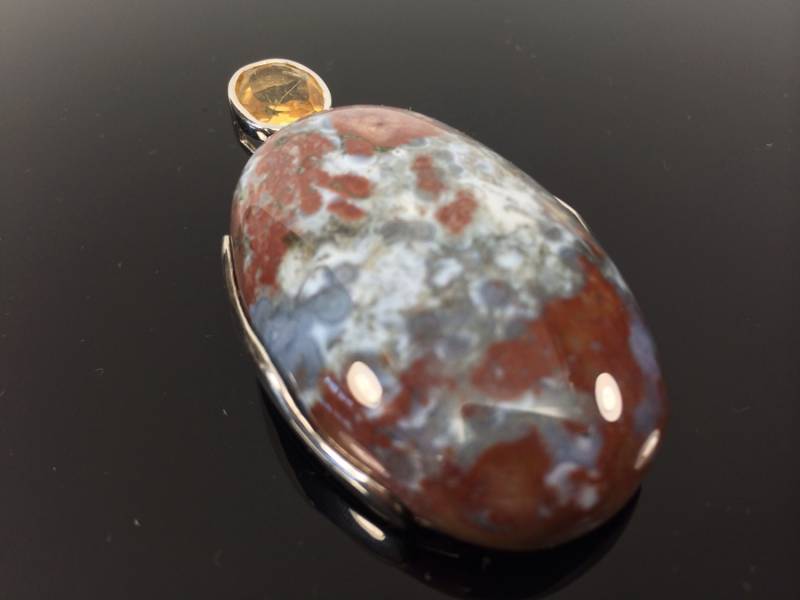 Raffinierter Jaspis Und Citrin Anhänger // 925 Sterling Silber Nicht Anlaufendes Rhodium Finish von TheSilverWorkshop