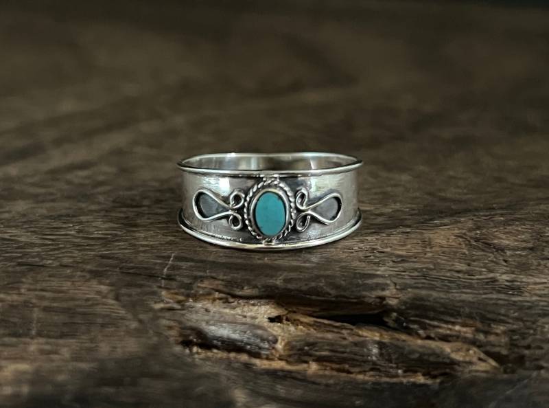 Rustikaler Silberring Türkis // Größen 5 Bis 10 925 Sterling Silber Handgemacht von TheSilverWorkshop