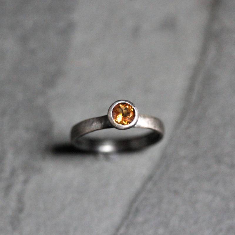 Ring Silber Citrin Oxidiert November Geburtsstein, Größe 8 von TheSlyFox