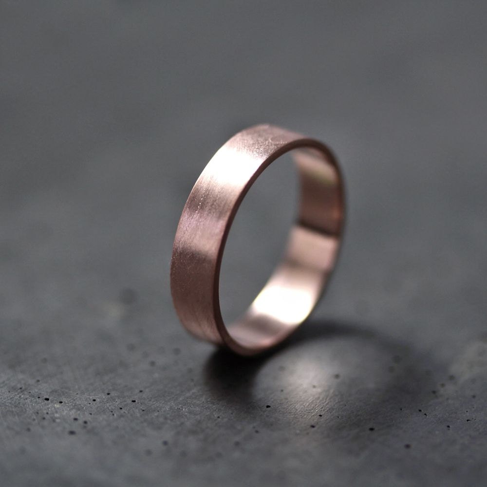 Rose Gold Männer Oder Frauen Hochzeitsband, 5mm Flach 14 K Rot Ehering Eco Rotgold Ring - in Ihrer Größe Aus Recyceltem von TheSlyFox