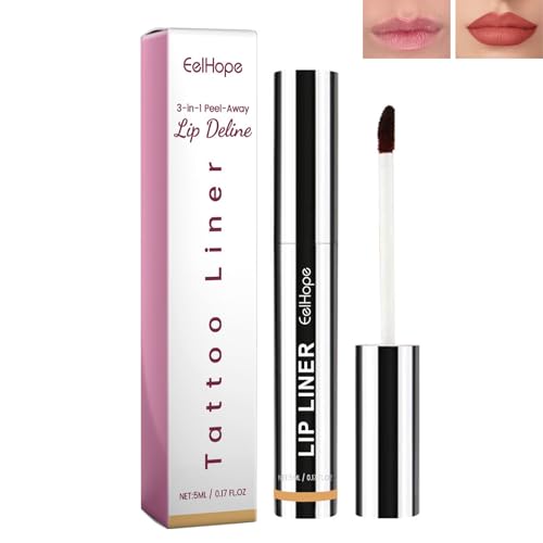 3 in 1 Lippenkonturenstift, Peel Off Lipliner, auffüllender Effekt, langanhaltender Effekt, wasserdicht, multifunktionales kosmetisches Ergänzungsmittel, Geschenk für Frauen (Hellbraun) von TheSosy