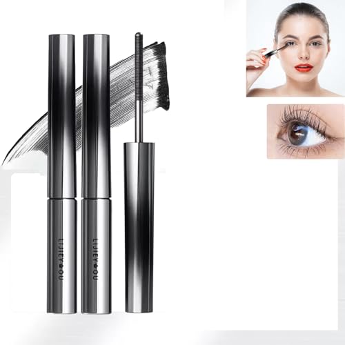 Judydoll – 3D Curling Eyelash Iron Mascara, Judy Doll Iron Brush Mascara, Bristleless Washable Extra Slim Metal Mascara, Waterproof, Long Lasting, No Flaking, No Clumping (Schwarz – 2 Stück) von TheSosy