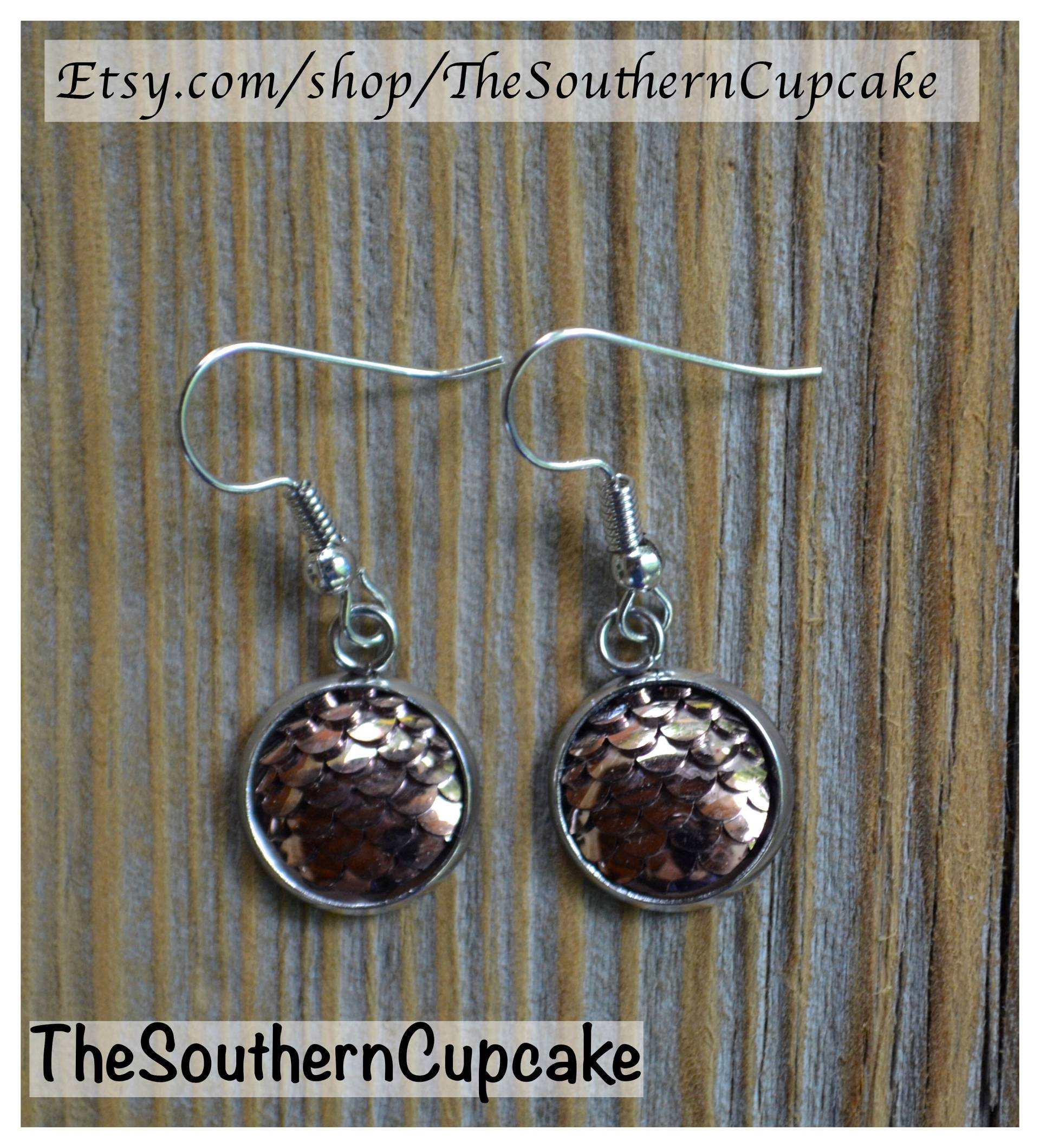 Rose Gold-Fisch Oder Meerjungfrau Skala Ohrring, Ozean, Wasser, Angeln, Sommer, Land, Bach, Angler, Natur, Niedlich, Zubehör, Schuppen von TheSouthernCupcake