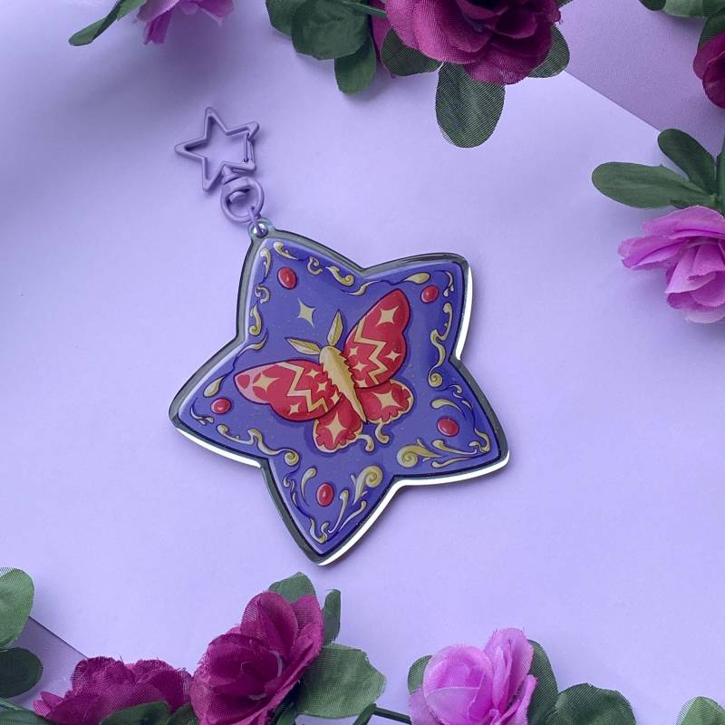 Inspirierender Sternspiegel-Schlüsselanhänger Mit Motte, Motivierendes Zitat-Schlüsselanhänger | Blau Violett Rot Gelb Tasche Schminkspiegel Inspirierender Sternspiegel-Schlüsselanhänger Mit Motte, Motivierendes Zitat-Schlüsselanhänger | Blau Violett Rot Gelb Tasche Schminkspiegel von TheSpiderWebzArt