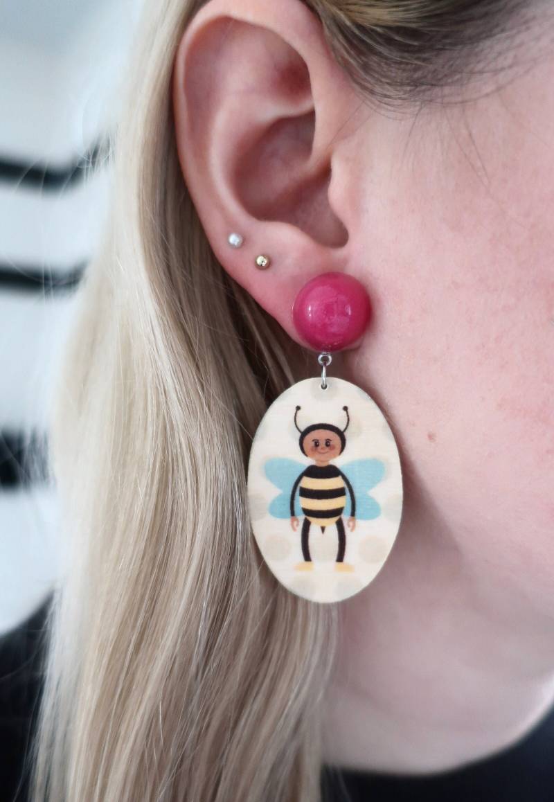 Süße Bienen Holz Ohrringe, Honigbienen Süße Ohrhänger, Ohrringe Für Kinder, Leichte Statement Süße Bienen Holz Ohrringe, Honigbienen Süße Ohrhänger, Ohrringe Für Kinder, Leichte Statement von TheStarliteMotel