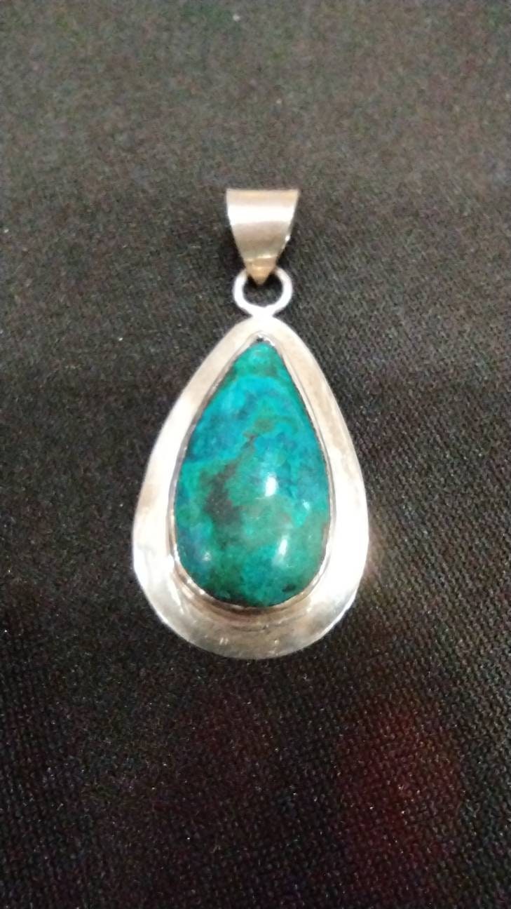 Handgemachte Sterling Silber Chrysokoll Anhänger Handgemachte Sterling Silber Chrysokoll Anhänger von TheSterlingPoppy