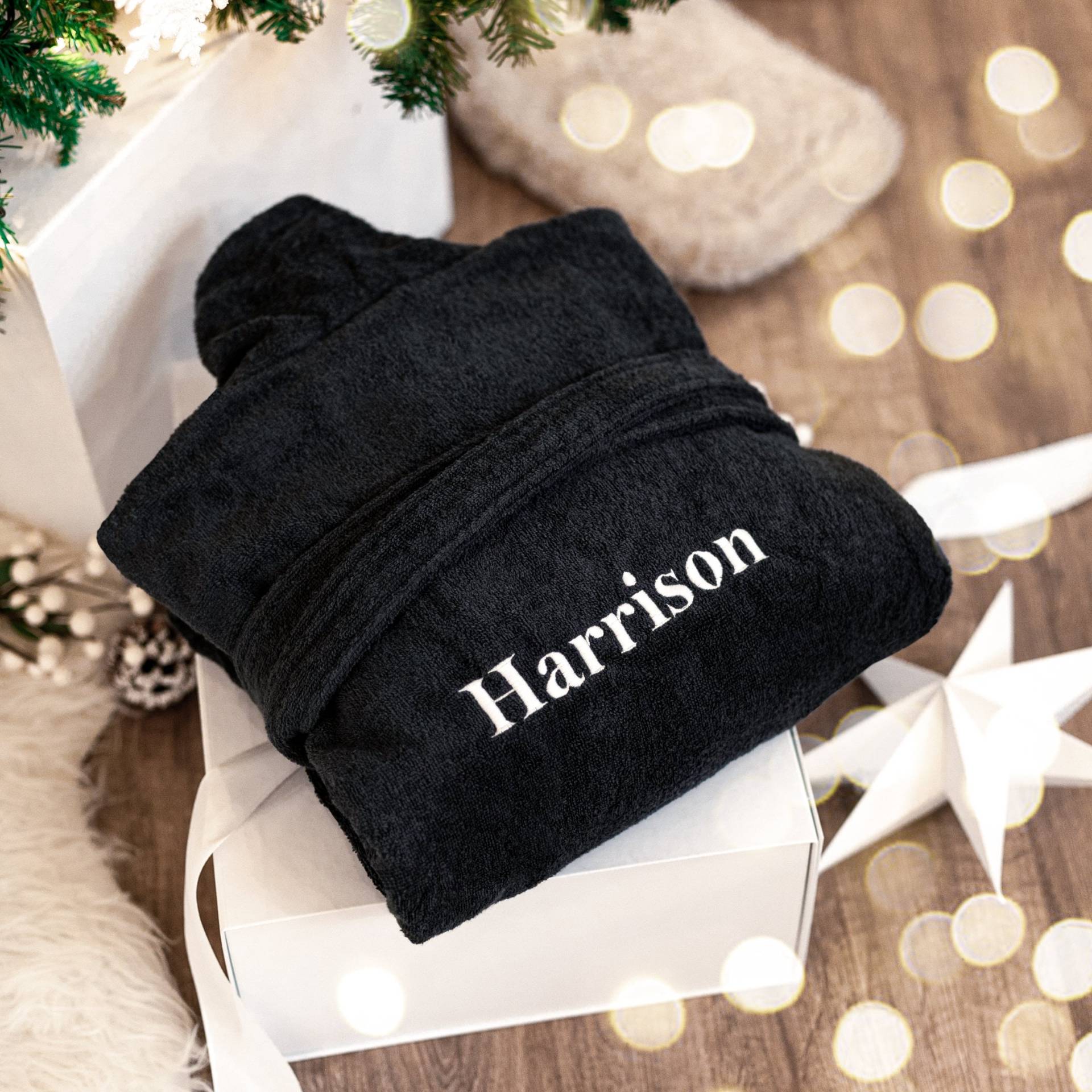 Bestickter Luxus Bademantel, Morgenmantel Für Männer Und Frauen, Nachdenkliches Weihnachtsgeschenk Hausmantel Erwachsene, Marine Weiß von TheStitchCompanyLTD