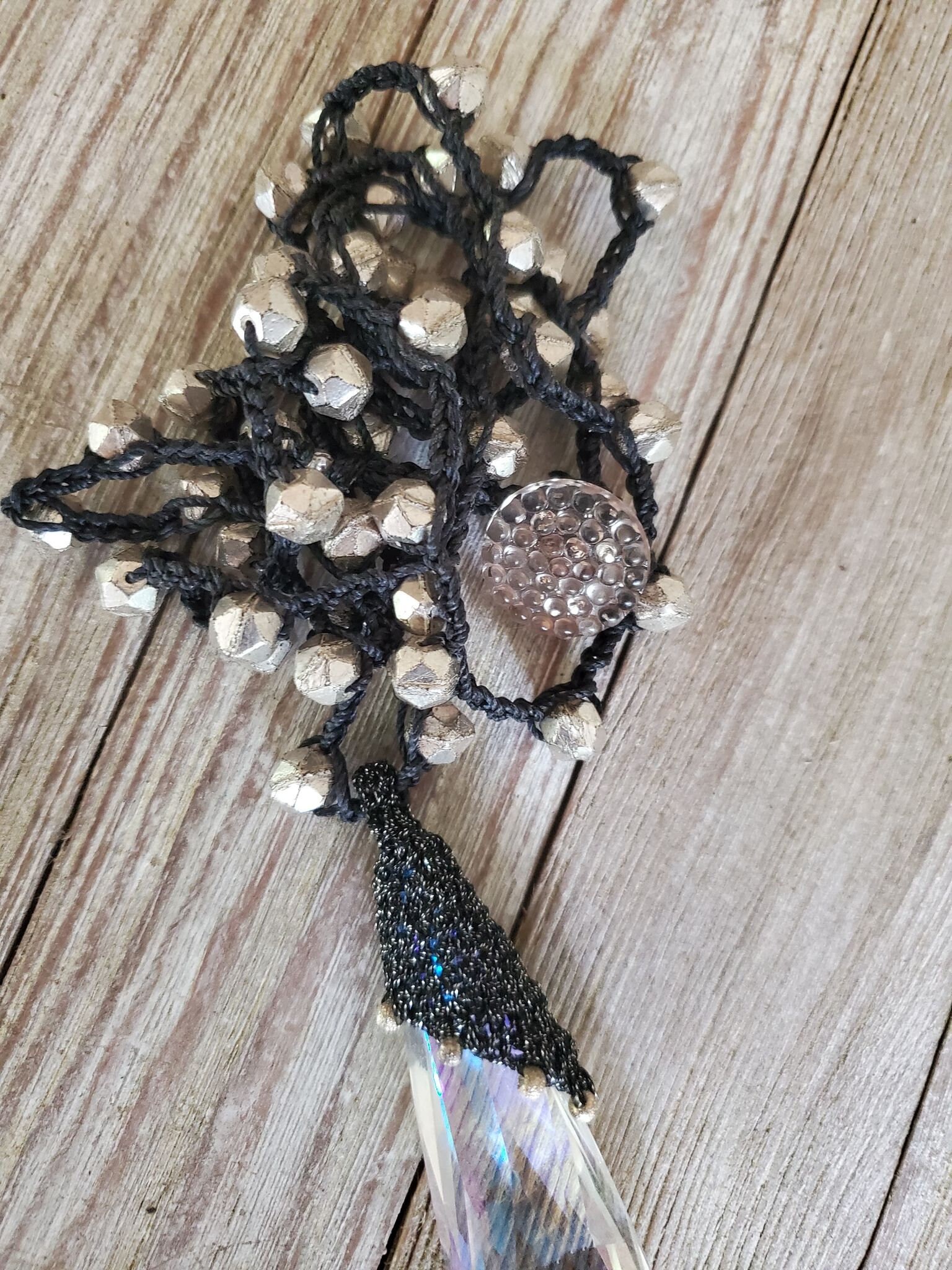 Boho Häkeln Kristall Halskette Boho Häkeln Kristall Halskette von TheStonedCow