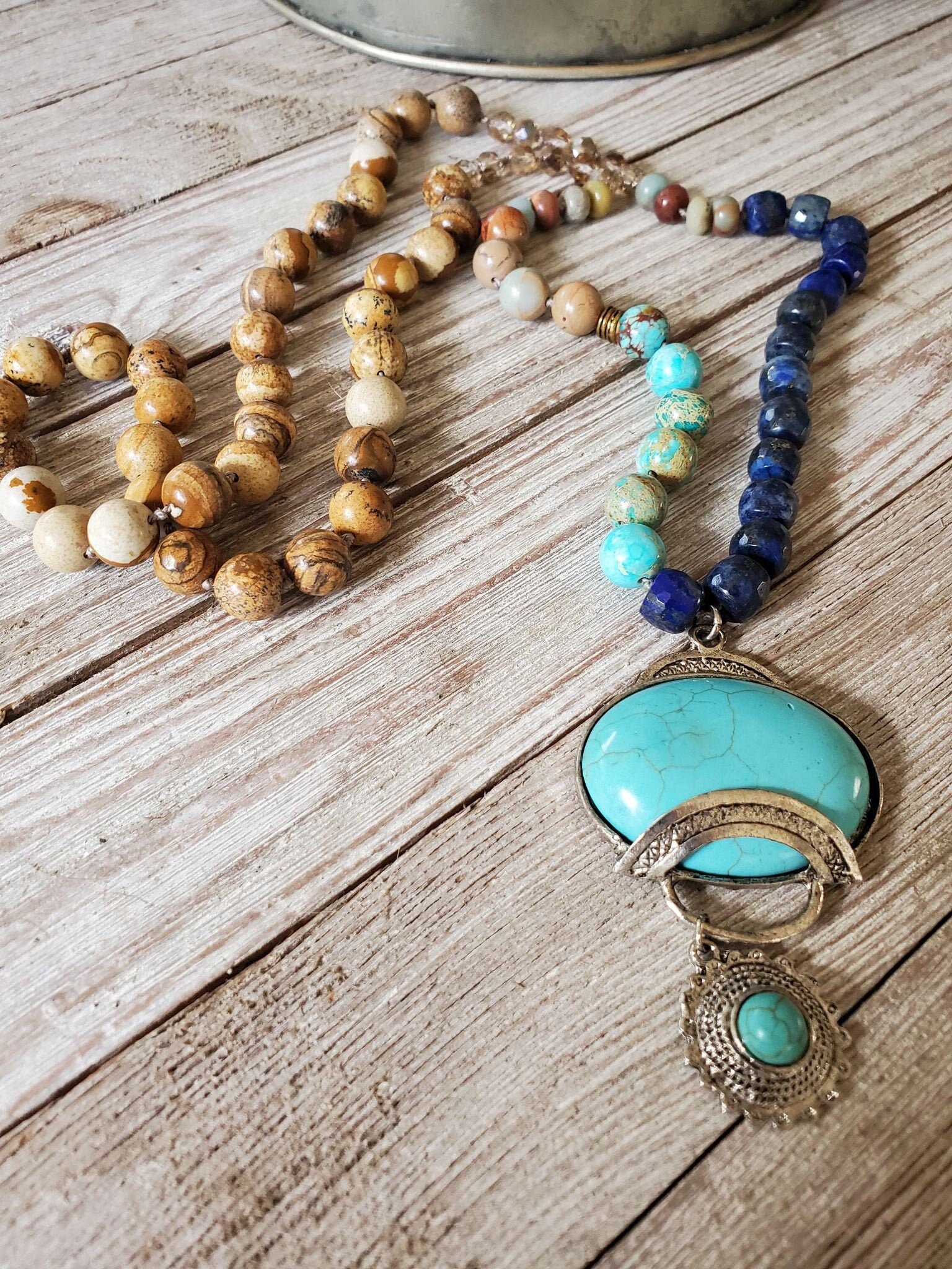 Boho Türkis Anhänger Halskette Boho Türkis Anhänger Halskette von TheStonedCow