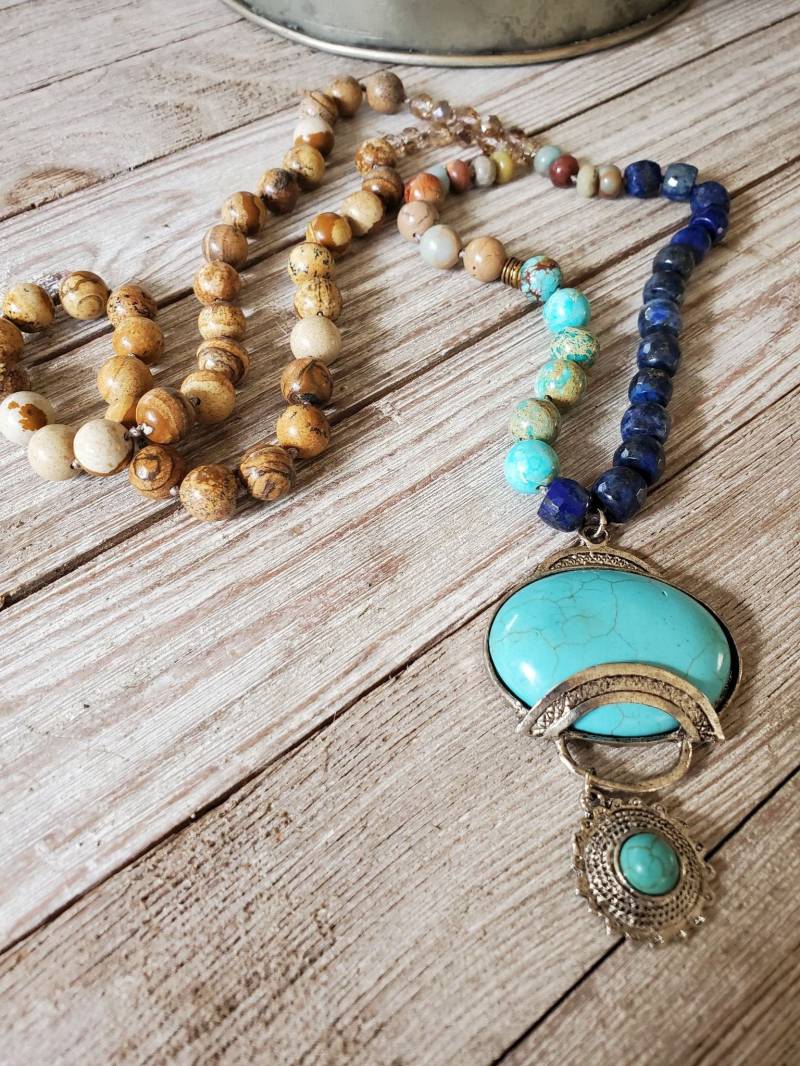 Boho Türkis Anhänger Halskette Boho Türkis Anhänger Halskette von TheStonedCow