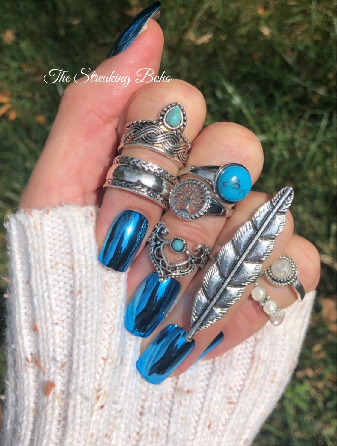 The Native Boho 7-Teiliges Türkis-stacking-Ringset Mit Verstellbarem Federring Und Feueropal The Native Boho 7-Teiliges Türkis-stacking-Ringset Mit Verstellbarem Federring Und Feueropal von TheStreakingBoho