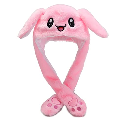 TheStriven Hasenohren Hut Plüsch Lustige Plüsch Häschen Hut Moving Kaninchen Hut Hasenhut mit beweglichen Ohren Beweglicher Ohr-Kaninchen-Hut für Geburtstagsgeschenk Plüschtier Geschenk (Rosa) von TheStriven
