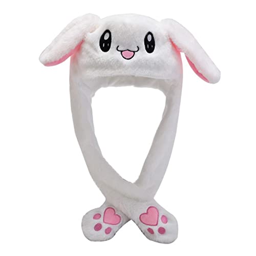 TheStriven Hasenohren Hut Plüsch Lustige Plüsch Häschen Hut Moving Kaninchen Hut Hasenhut mit beweglichen Ohren Beweglicher Ohr-Kaninchen-Hut für Geburtstagsgeschenk Plüschtier Geschenk (Weiß) von TheStriven